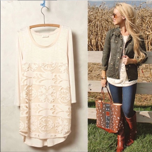 Anthropologie Tops - Anthropologie Meadow Rue “Capriccio” Lace Tunic, M